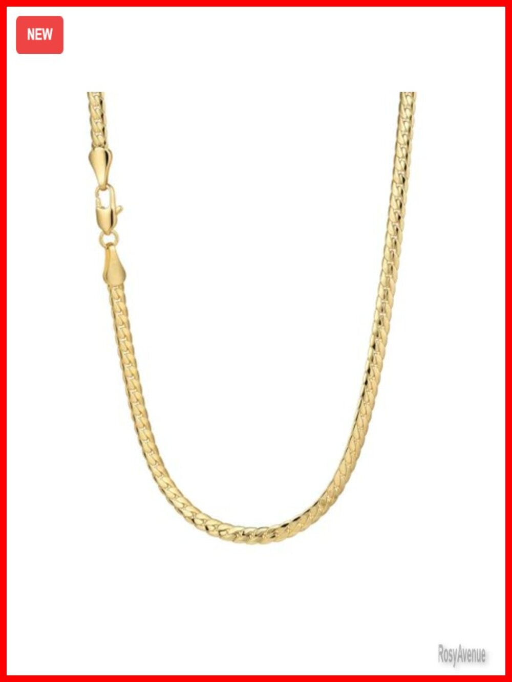 14K Gold Chain Necklace Herringbone Curb Choker 18"
